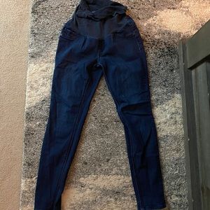 Indigo Blue Maternity Jeans - Dark/Skinny, Full Belly Panel, worn once